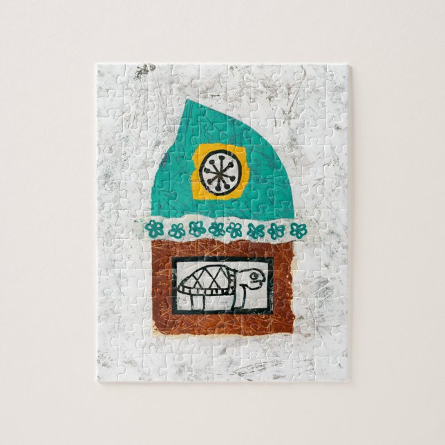 Turtle Comichando Por Um Quebra-cabeça De Vidro De (Vertical)