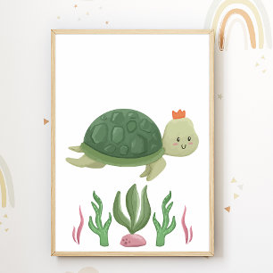 Turtle Nursery Sea Poster Animal Kids Quarto