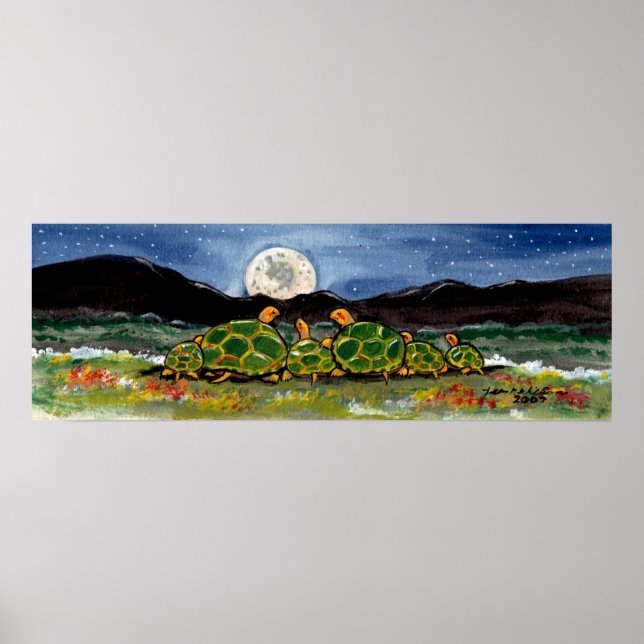 Turtle Tortoise Family Assistindo à Poster da Lua  (Frente)