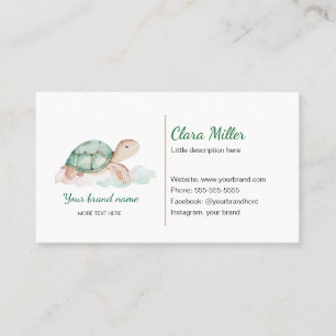 Turtle watercolor cartão de visita verde gold