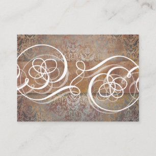 Tuscan Damask Elegant Wedname Cartões