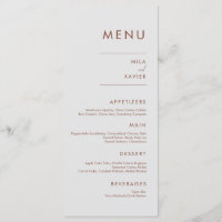 Tuscan Terracotta | Menu Casamento Mínimo Moderno