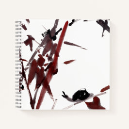 Tuschekunst mit Schnecke und Rotem Bambus