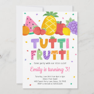 Tutti Frutti Frutas Convite de Aniversário