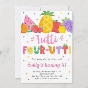 Tutti Frutti Quatro-utti 4o Convite de Aniversário