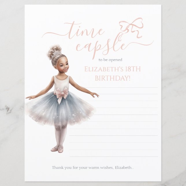 Tutu Cute Elegant Ballerina Birthday Time Capule (Frente)