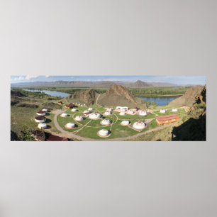 Tuva, Aldyn Bulak, yurts e poster das montanhas