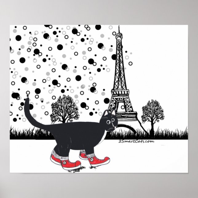 Tuxedo cat em Paris Poster (Frente)