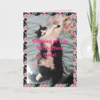 Tuxedo Cat Engraçado Pensando em você Cartão de Am
