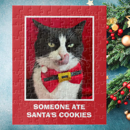 Tuxedo Cat Red Christmas Quebra-cabeça