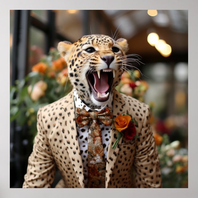 Tuxedo Cat Roar Cheetah Impressão (Frente)