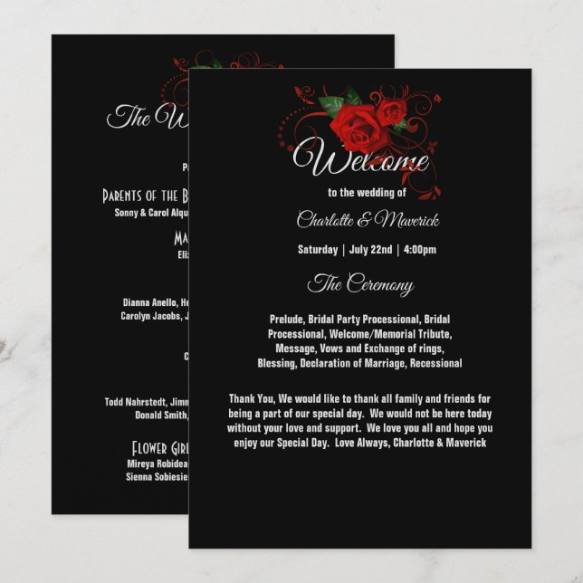 Tuxedo Suit & Bride Silhouette Wedette Program (Frente/Verso)