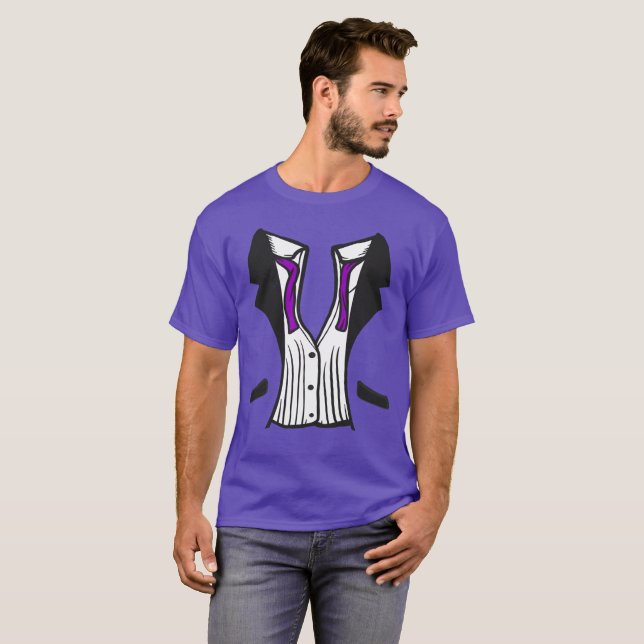 Tuxedo T-Shirt Com Gravata Roxa (Frente Completa)