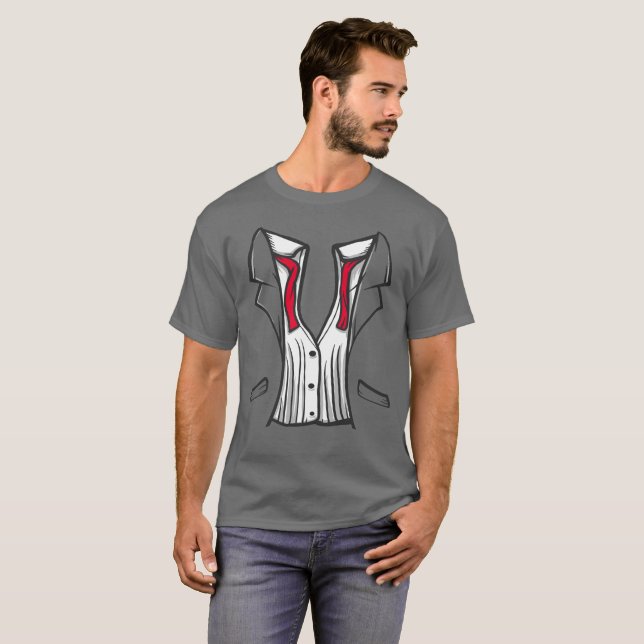 Tuxedo T-Shirt Com Gravata Vermelha (Frente Completa)