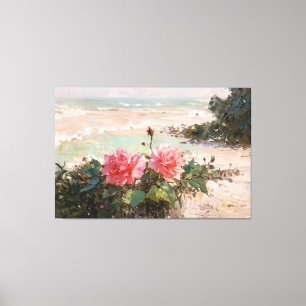 *~* TV2 Pink Beach Rosas Stretch Canvas Print