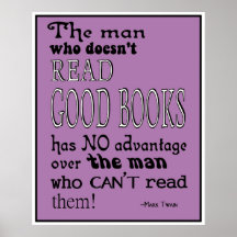 Twain's Read Good Books Cote Poster em Roxo