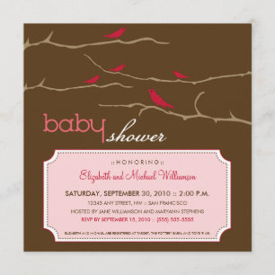 Tweet!Tweet! Convite ao Chá de fraldas (rosa)