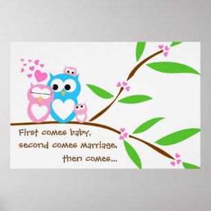Twin Baby Girl Owls Poster com texto personalizado