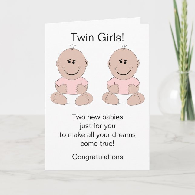 Twin Girls Novo Cartão de Bebê Nascer (Frente)
