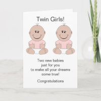 Twin Girls Novo Cartão de Bebê Nascer