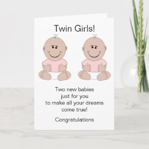 Twin Girls Novo Cartão de Bebê Nascer
