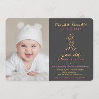 Twinkle Little Star Primeiro Convite de Aniversári