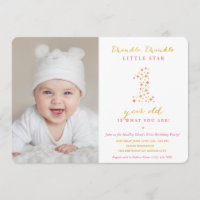 Twinkle Little Star Primeiro Convite de Aniversári