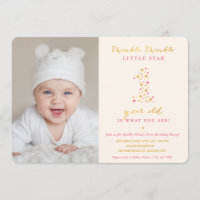 Twinkle Little Star Primeiro Convite de Aniversári