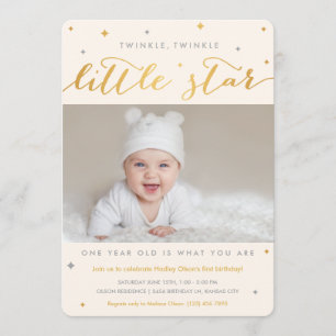 Twinkle Little Star Primeiro Convite de Aniversári