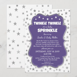 Twinkle Twinkle Baby Sprinkle convites roxos