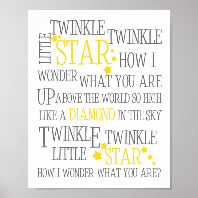 TWINKLE TWINKLE LITTLE STAR-8X10 IMPRESSÃO DE ARTE (Frente)