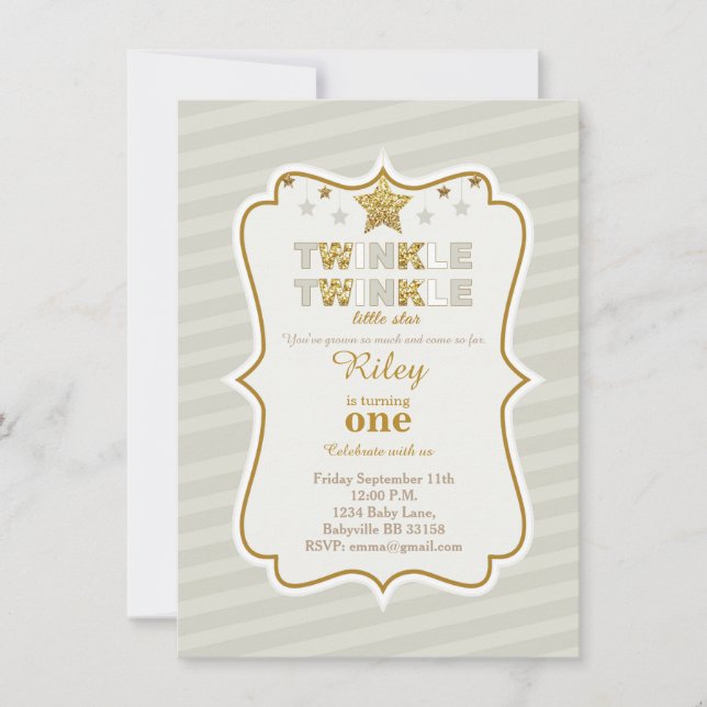 Twinkle Twinkle - pequeno convite de aniversário d (Frente)