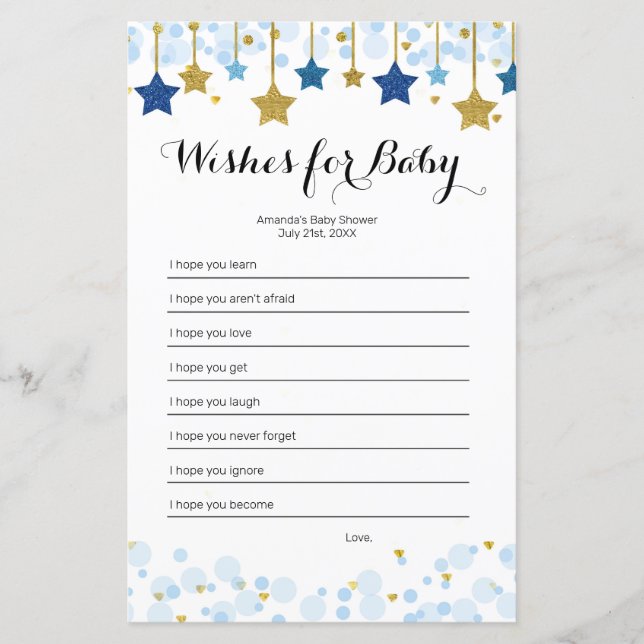 Twinkle Twinkle Watercolor deseja o Jogo Bebê (Frente)