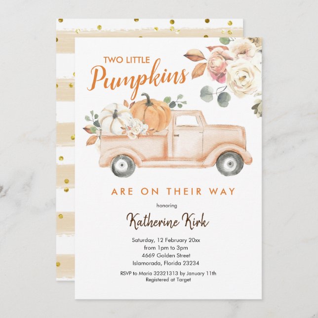 Twins de Caminhão de Bombaim Convite para Chá de f (Frente/Verso)