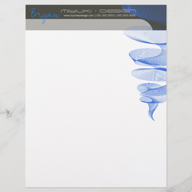 Twister Blue Modern Designer Modelo Letterhead (Frente)