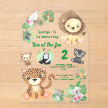 Two at the Zoo Jungle Animals Kids Birthday 