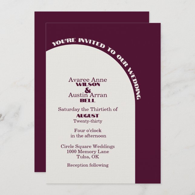 Two Color Cloud Dancer White and Burgundy Arch  (Frente/Verso)