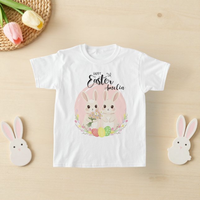Two Easter Bunnies Personalized T-Shirt (Criador carregado)