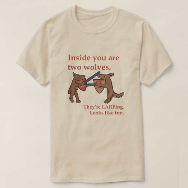 Two Medieval Wolves T-Shirt (Frente do Design)
