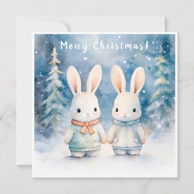 Two rabbits in the Christmas forest (Frente)