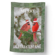 Two Red Cardinals In A Snow Covered Pine Tree -