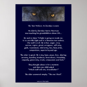 TWO WOLVES CHEROKEE TALE Art Poster