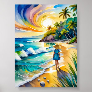 Tybee Island Watercolor Art Impressão