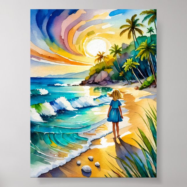 Tybee Island Watercolor Art Impressão (Frente)