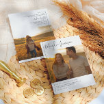 Typografia 2 Fotos de Script Moderno de Orçamento<br><div class="desc">Convites de casamento de fotos modernas e orçamentárias alinhados à esquerda com a tipografia clássica tradicional. Esses convites para casamento preto e branco são elegantes e minimalistas enquanto permanecem na moda devido à moderna inscrição manuscrita e ao simples layout. A frente dessas placas apresenta um divisor de linha vertical à...</div>