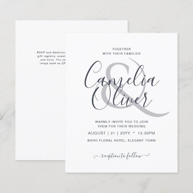 Typografia Moderna BUDGET Convite Simples Para Cas (Frente/Verso)