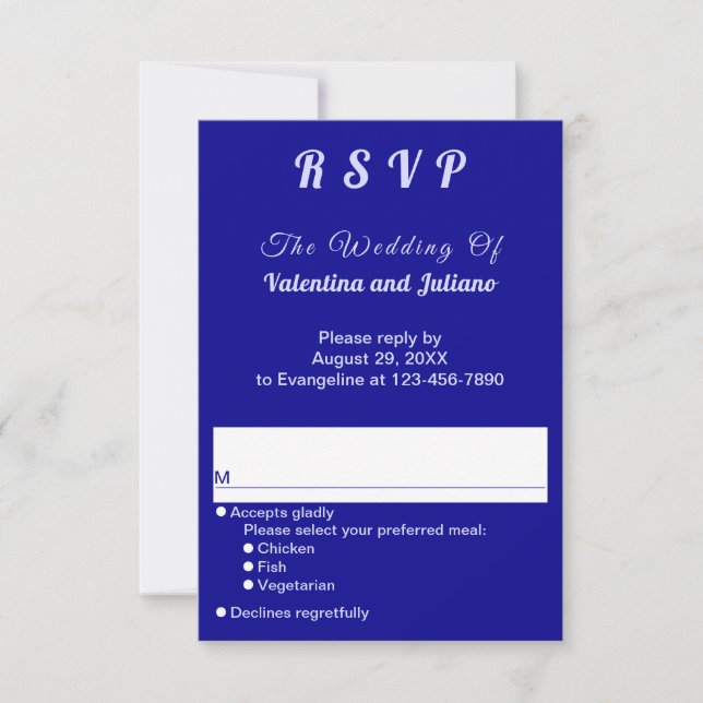 Typography Style Dark Blue Portrait Wedding RSVP (Frente)