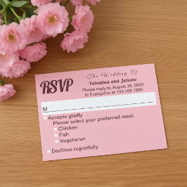 Typography Style Minimalist Pink Wedding RSVP
