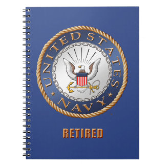 U.S. Caderno espiral aposentado marinho da foto
