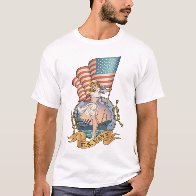 U.S. Camisa retro do marinho (Frente)
